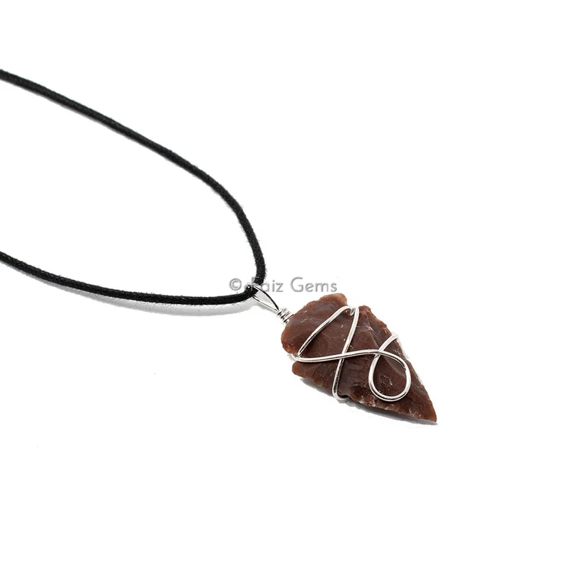 Agate Arrowhead Wire Warped Pendants