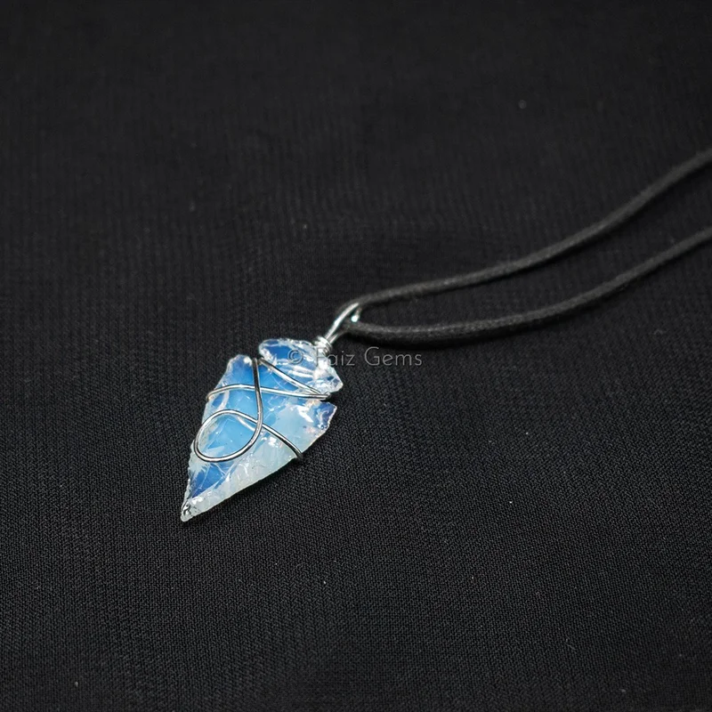 Opalite Arrowheads Wire Wraped Pendants