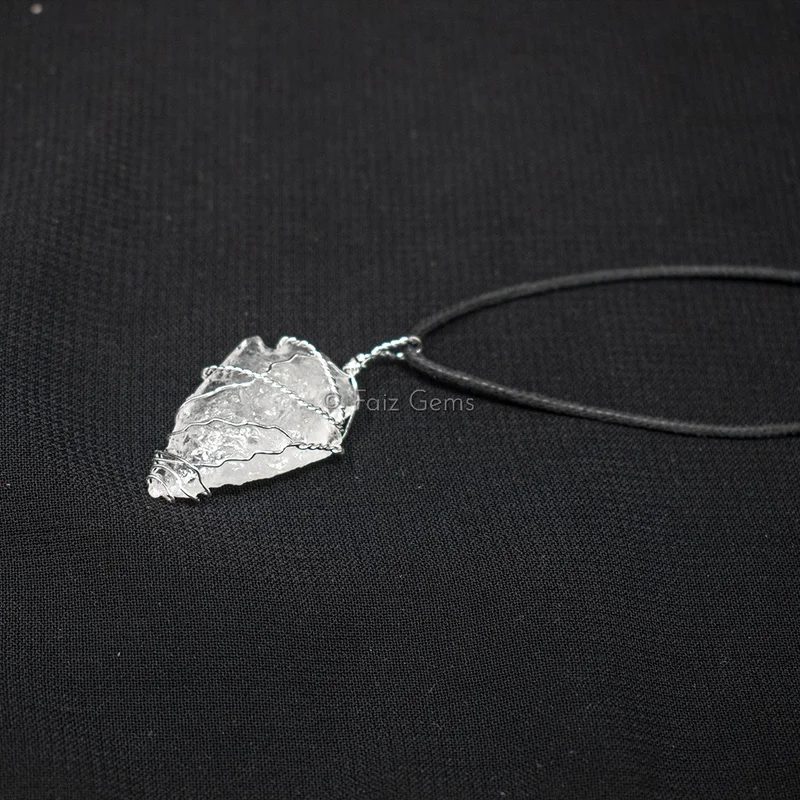 Crystal Quartz Arrowheads Wire Wraped Pendants