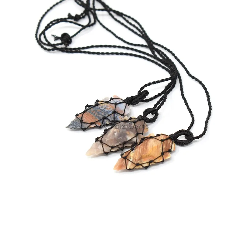 Mix Agate Arrowheads Wire Wraped Pendants
