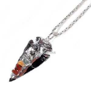 Black Obsidian Chakra Arrowheads Pendants