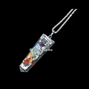 Crystal Flat Pencil Chakra Healing Pendants