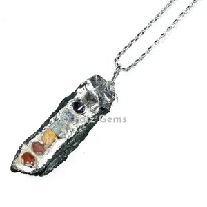 Natural Tourmaline With Chakra Pendants