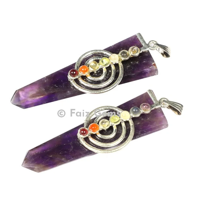 Amethyst Choko ReikI Chakra Pencil Pendants