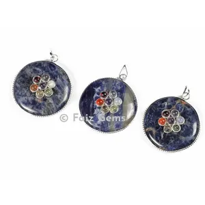 Sodalite Chakra Disc Pendants