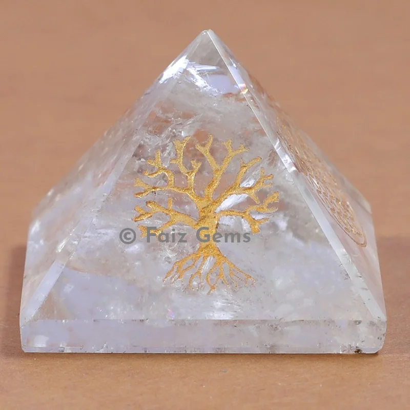 Crystal Quartz Tree of Life Pyramids