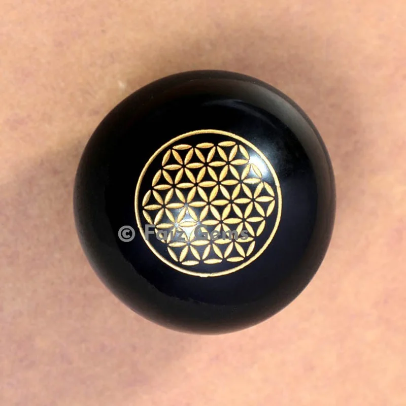 Black Agate Flower of Life Spheres