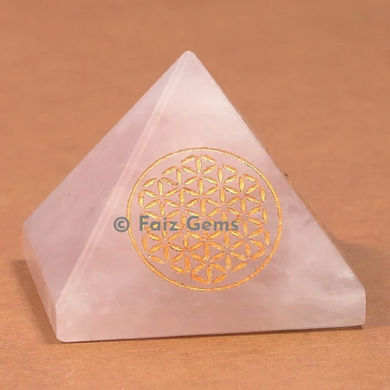 Rose Quartz Flower of Life Pyramids
