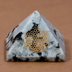 Rainbow Moonstone Flower of Life Pyramids