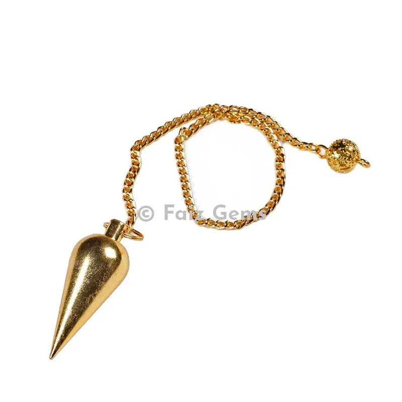 Golden Brass Pointed Drop Metal Pendulum