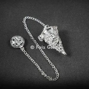 Openable Silver Pentagram Cage Metal Pendulum