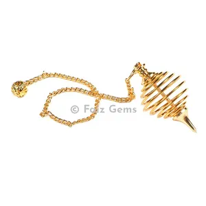 Round Spiral Golden Metal Pendulum