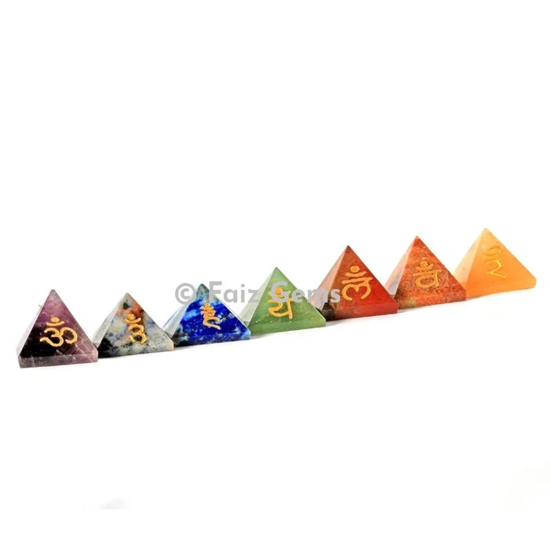 Chakra Stone Pyramids Sanskrit Set