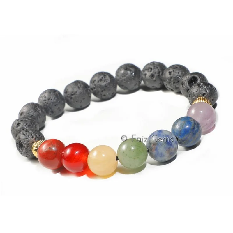Lava with Seven Chakra Bracelet
