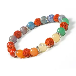 Combo Seven Chakra Bracelet With Rudraksha