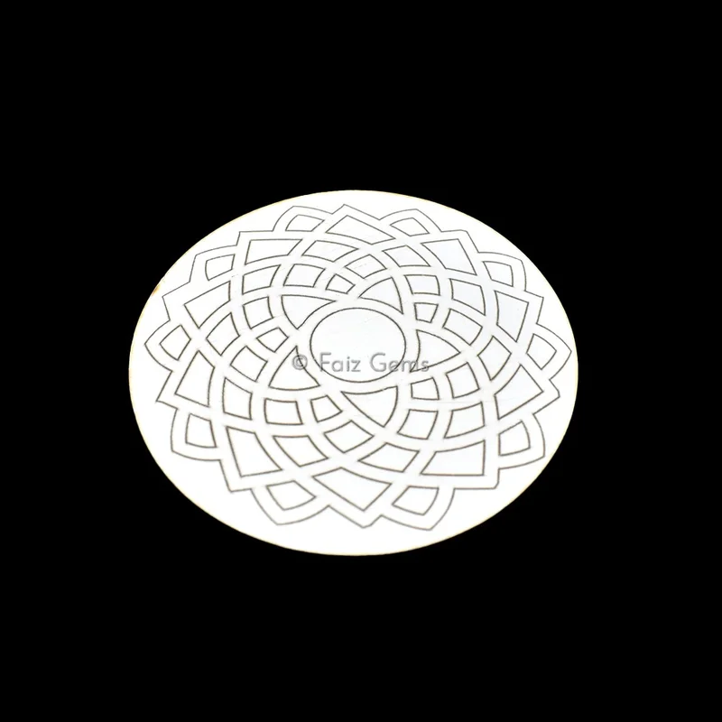Flower of Life Engraved Wooden White Coaster