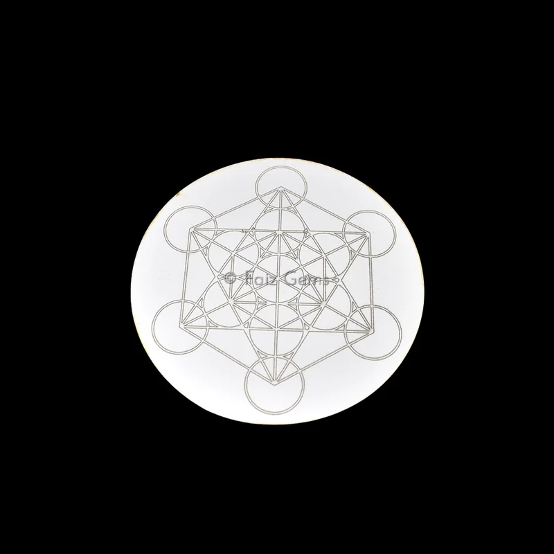 Metatron Engraved Wooden White Coaster