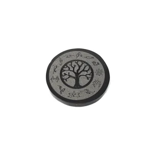 Tree Of Life Black Agate Coaster