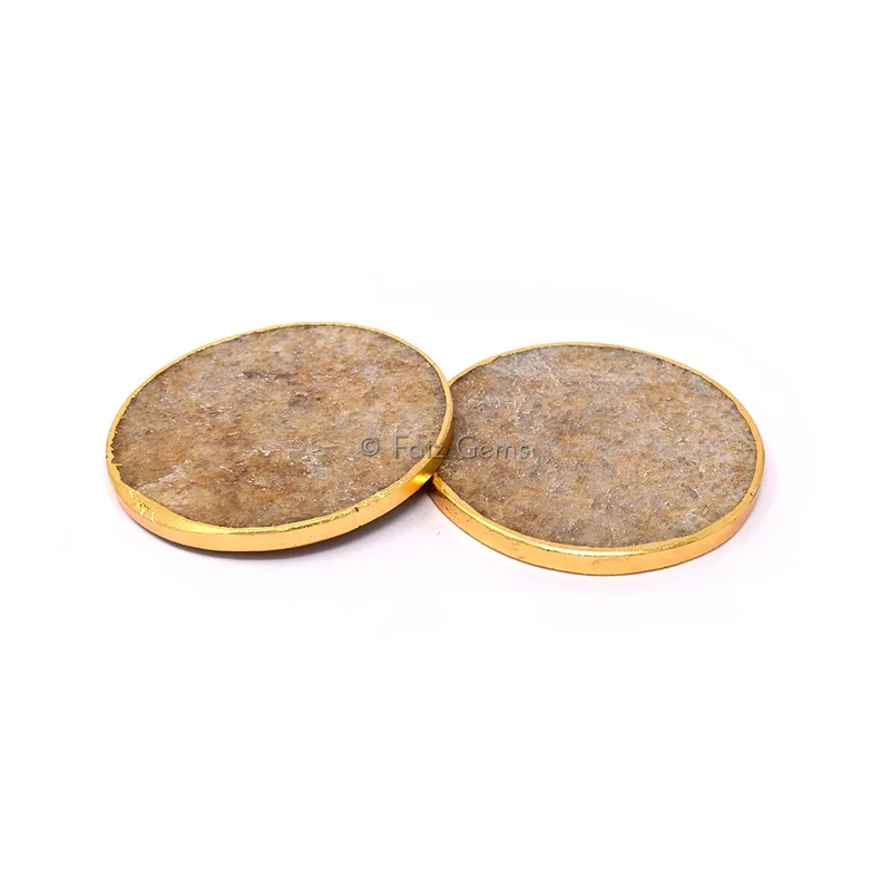 Yellow Aventurine Electroplated Coaster