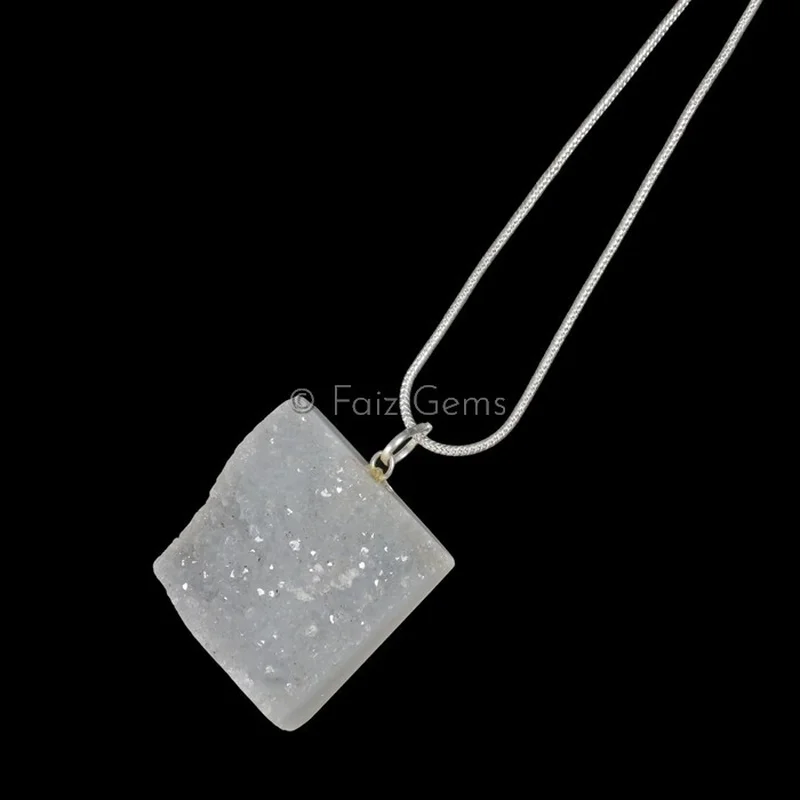 Healing Energy Square Druzy Pendants