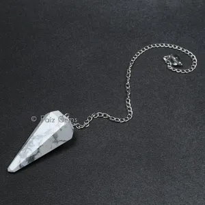 Howlite 6 Faceted Gemstone Pendulum