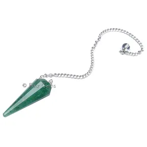 Green Aventurine 12 Faceted Gemstone Pendulum