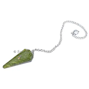 Unakite 12 Faceted Gemstone Pendulum