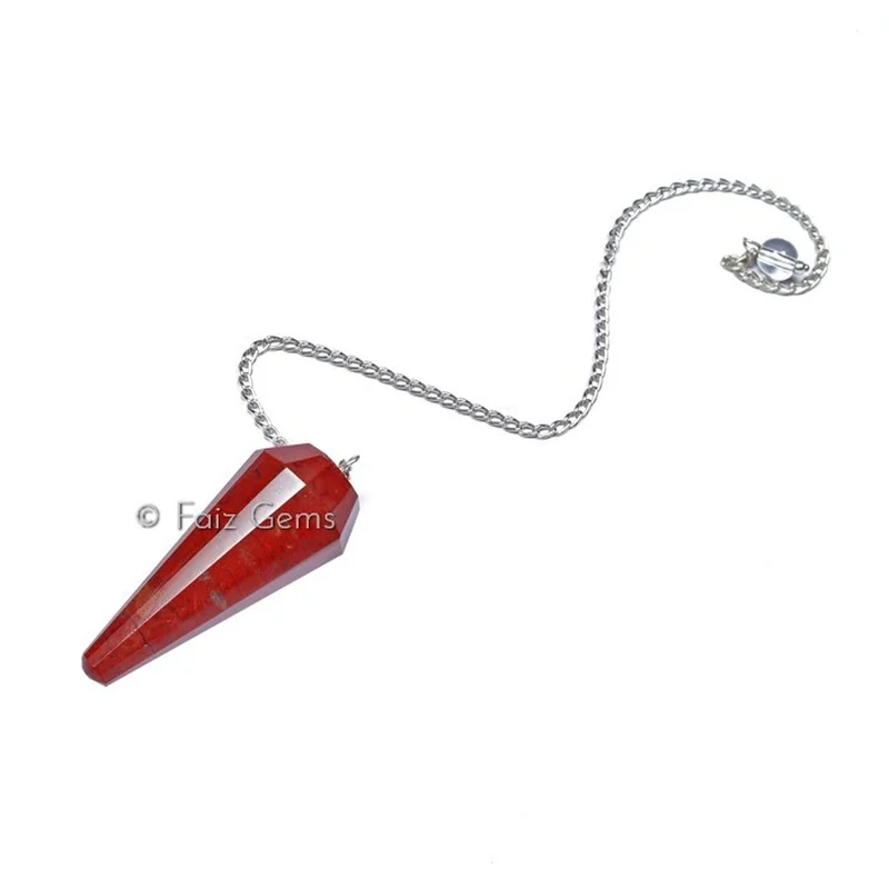 Red Jasper 12 Faceted Gemstone Pendulum