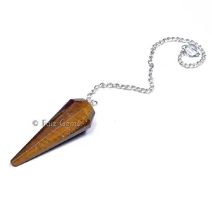 Tiger Eye 12 Faceted Gemstone Pendulum