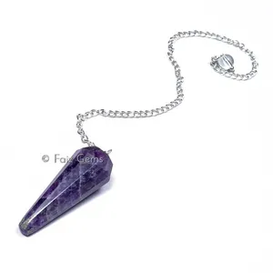 Amethyst 12 Faceted Gemstone Pendulum
