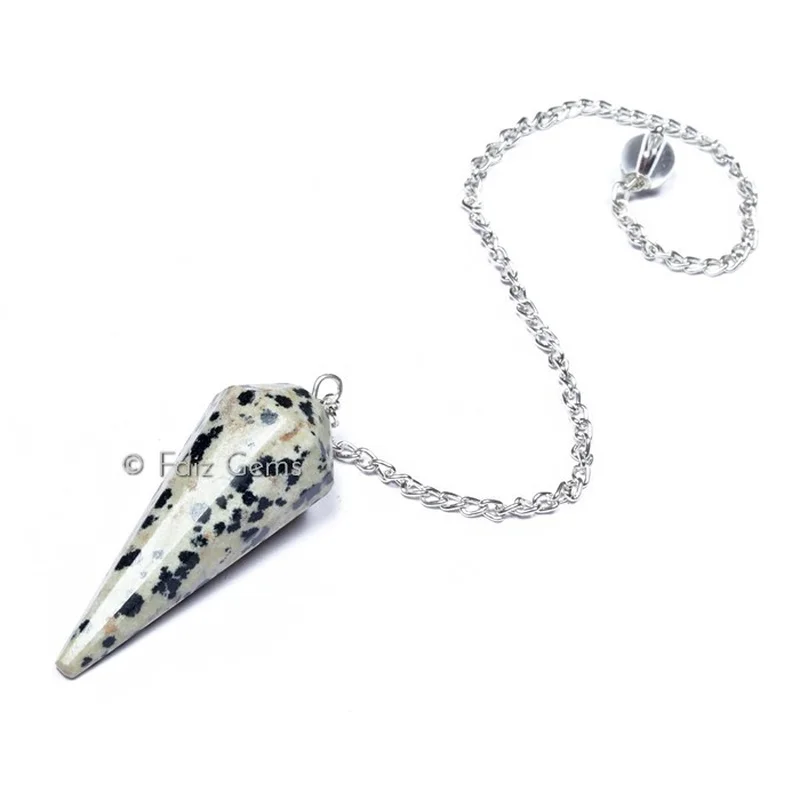 Dalmatian 12 Faceted Gemstone Pendulum