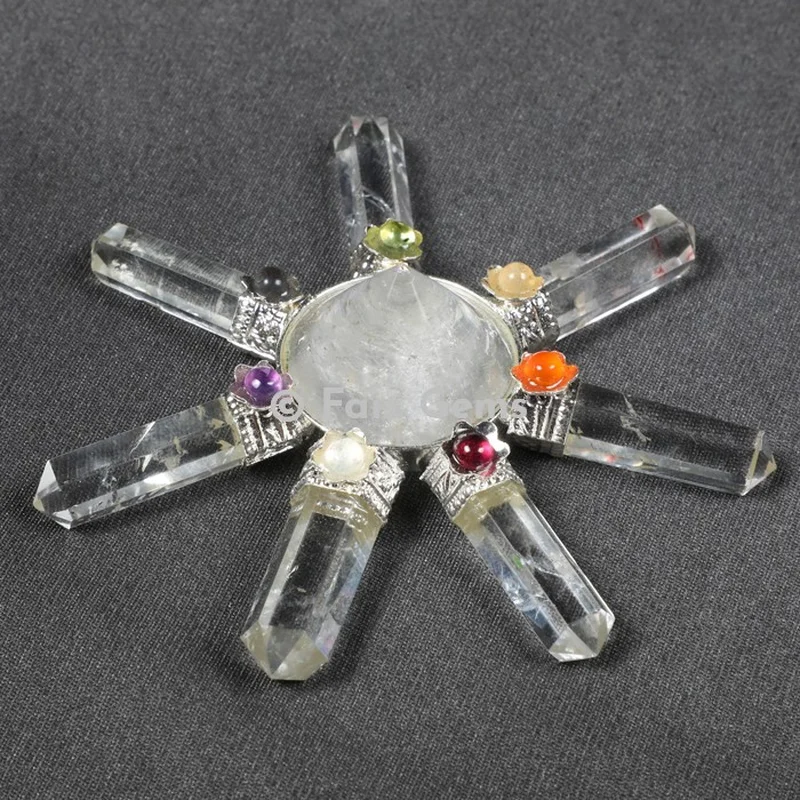 Clear Quartz Chakra Energy Generator with Chakra Cabs