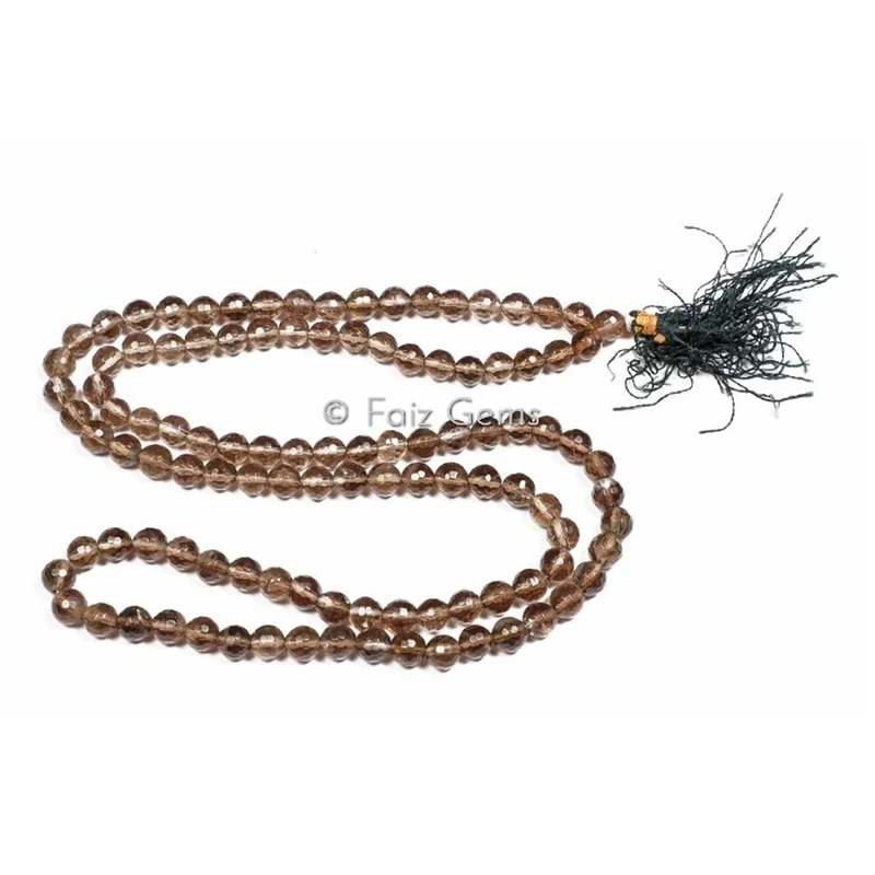 Faceted Smokey Gemstone Japa Mala
