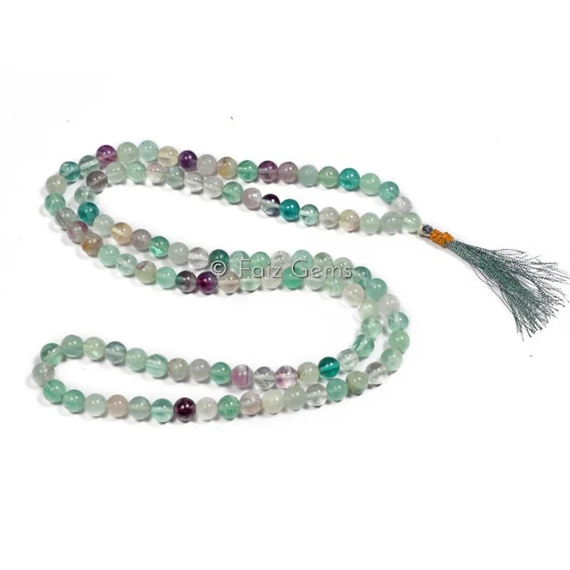 Multi Flourite Gemstone Japa Mala