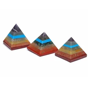 Bonded Seven Chakra Gemstone Pyramids