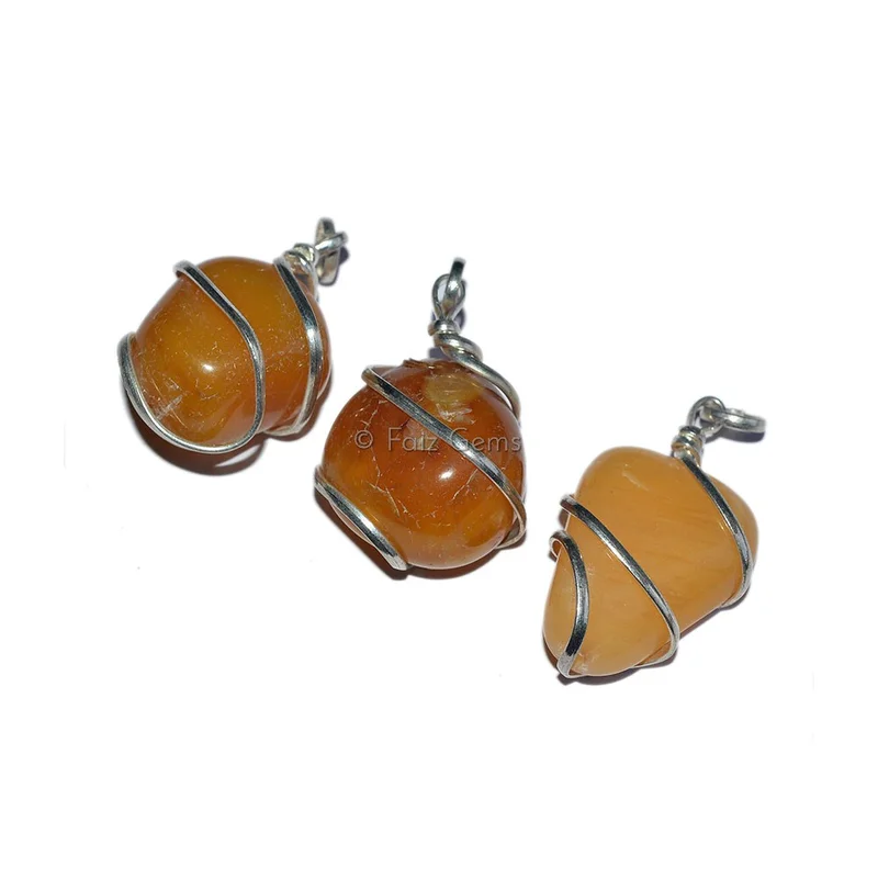 Yellow Aventurine Wrap Tumble Pendants
