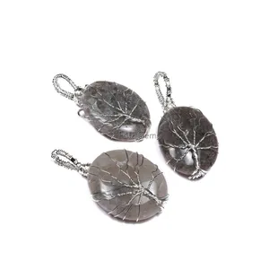 Smokey Agate Tree of Life Pendants