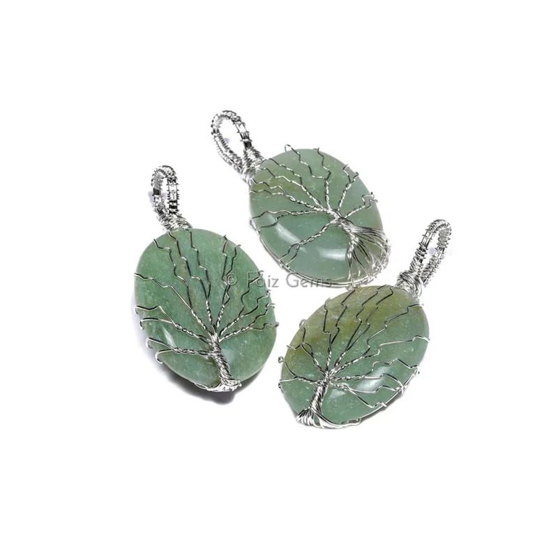 Green Aventurine Tree of Life Pendants