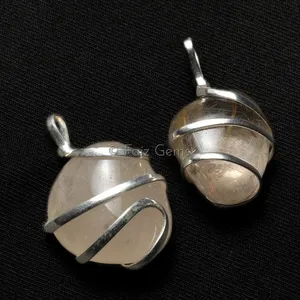 Golden Rutile Wire Wrap Pendant