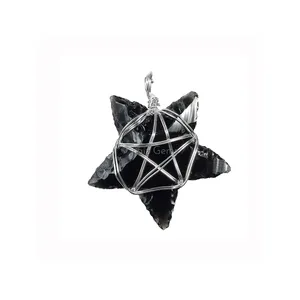 Black Obsidian Star Wrap Pendant