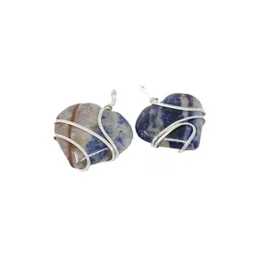 Sodalite Heart Wire Warp Pendant