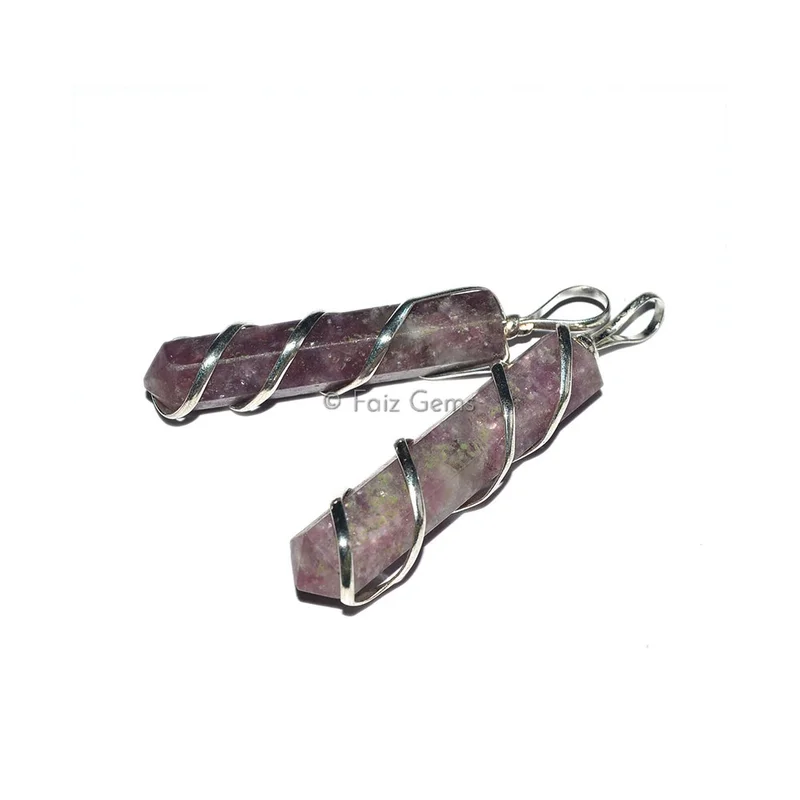 Lepidolite Wire Wrap Pencil Pendants