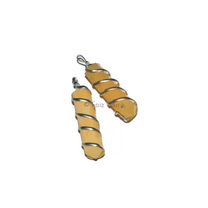 Colgantes de lápiz con envoltura de alambre de aventurina amarilla