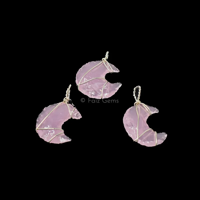 Rose Quartz Silver Wire Wrap Pendant