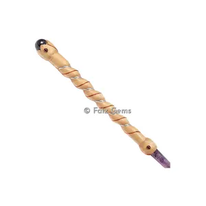 Amethyst Spiral Wooden Wands
