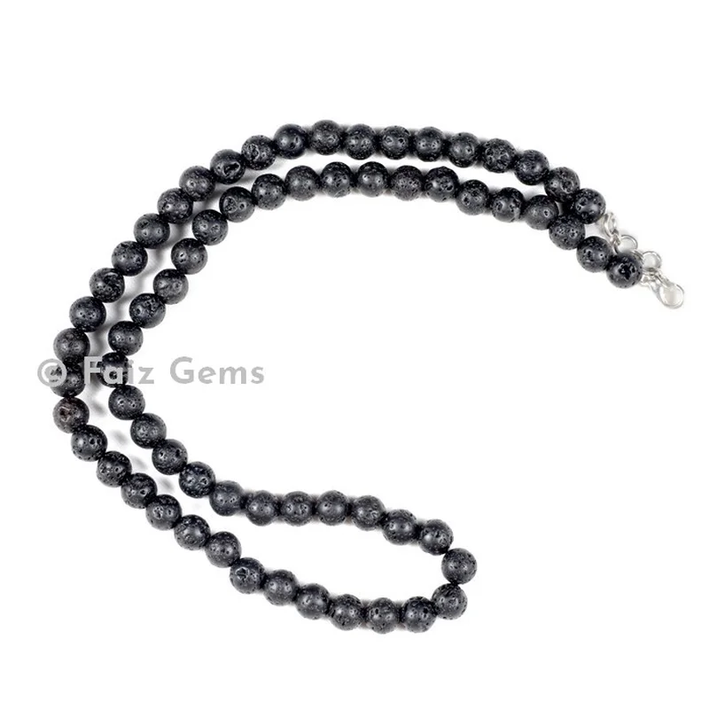 Lava Stone Round Beads Necklace