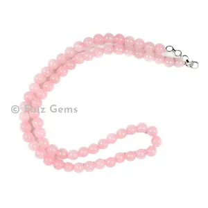 Rose Quartz Round Beads Necklace