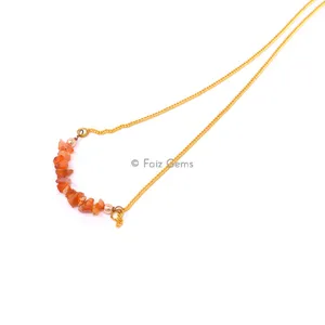 Carnelian Necklace With Golden Chain