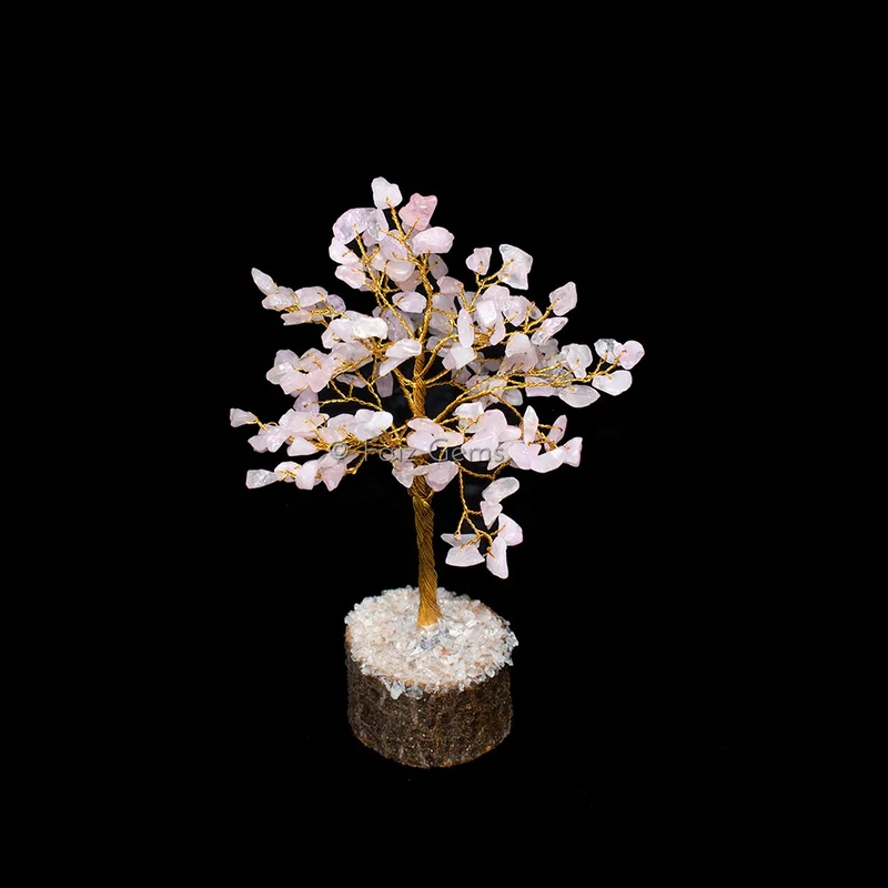Rose Quartz Golden Wire Tree(150Chips)