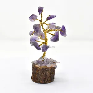 Amethyst Small Golden Wire Tree(15 Chips)